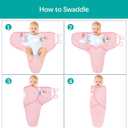 Biloban Baby Swaddles 0-3 Months for Girls, Cotton Swaddle Blanket, Newborn Essentials, Pink & White, 2 Pack