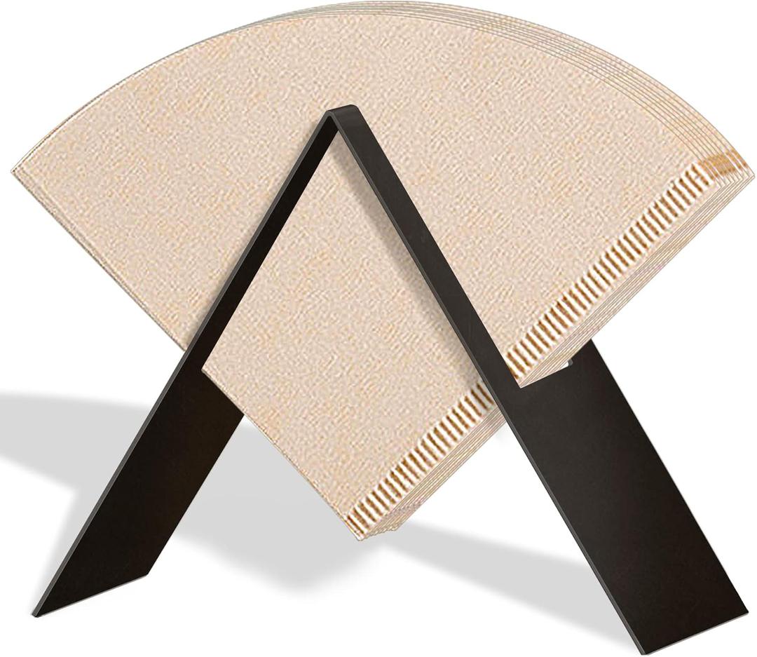 LINES ARTE Black Cone Coffee Filter Holder Storage,Metal Coffee Filter Paper Holder(7.5''x 2''x 3.3'')