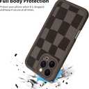 KANGHAR Compatible with iPhone 16 Pro Case, Silicone Checkered Cute Pattern, Camera Protection Soft Slim Shockproof Edge Phone Case for Girls Women -Brown