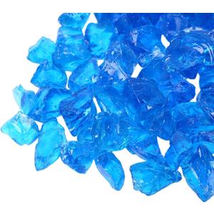 GRISUN Caribbean Blue Fire Glass for Fire Pit - 1/2 Inch Tempered Glass Rocks for Natural or Propane Fireplace, Safe for Outdoors and Indoors Firepit Glass, 10 Pounds