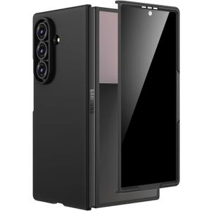 Maxdara for Z Fold 7 Case with Privacy Screen Protector, Galaxy Z Fold 7 Thin Case Support Wireless Charging Hard PC Shockproof Protective Phone Cover (Black)