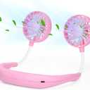 Neck Fan Portable Neck Fans Rechargeable Personal Fans For Your Neck Wearable Fan Neck Air Conditioner Cooling Neck Fan With 360 Degree Rotation 2000mAh For Travel Sports Walking And Outdoor Working (Pink)