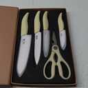 Vos Ceramic Knife Set in Elegant Gift Box, Ceramic Knives Set For Kitchen, Ultra Sharp Kitchen Knife Set & Covers, 3" 4" 5" 6" Paring, Santoku, utlity & Chef Knife, Scissors included (Off-White)