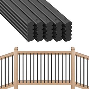 25 Pack Deck Balusters 36" Staircase Baluster for Deck Systems, Black Hollow Metal Spindles for Stair Railing and Porch Railing, Indoor Outdoor Use (1.5mm Thick)