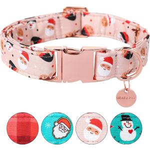 Christmas Dog Collar, Cotton Collar for Puppy Girl Boy Dog or Cat, Comfortable Dog Collar with Durable Metal Buckle, Adorable Pet Collar, M
