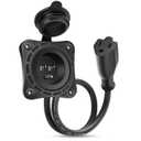 1 Pack 15 Amp RV Shore Power Inlet Socket,125V AC Port RV Plug Receptacles 18" NEMA 5-15 Integrated Extension Cord Waterproof Outlet Electrical Receptacle for RV Campers,Boat,Truck,Marine