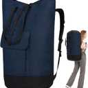Laundry Bag Backpack Extra Large, Heavy Duty Laundry Bag With Straps, College Dorm Room Essentials, Dirty Clothes Bag for Travel, Beach, Camping, Apartment and Laundromat (navy)