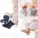 J Poqobog Baby Crew Socks,Grips Combed Cotton Socks Toddler Non-Skid for Girls,Boys Non Slip/Anti Skid 9-Pack