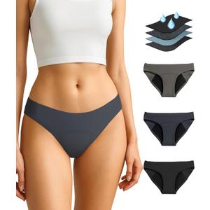 Period Underwear for Teen Girl - Brief Style Seamless Teen Girl Period Underwear Heavy Flow Leak Proof 3pcs Panties (15-16 Years, Dark-colored)