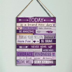 Purple Inspirational Motivational Positive Quotes Affirmations Classroom Offfice Home Room Wooden Hanging Sign Dorm Wall Art Decor Plaques for Bedroom Teenage Girl