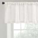 DriftAway Linen Textured Curtain Valances for Windows Light Filtering 3 Inch Rod Pocket Farmhouse Country Rustic Kitchen Valances for Bedroom Living Room Bathroom 18 inch Length Ivory White