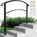 Handrails for Outdoor Steps, 4 Step Stair Handrail & Indoor Stair Railing Fits 3 or 4 Steps Stair Railing, Transitional Porch Railings for Seniors