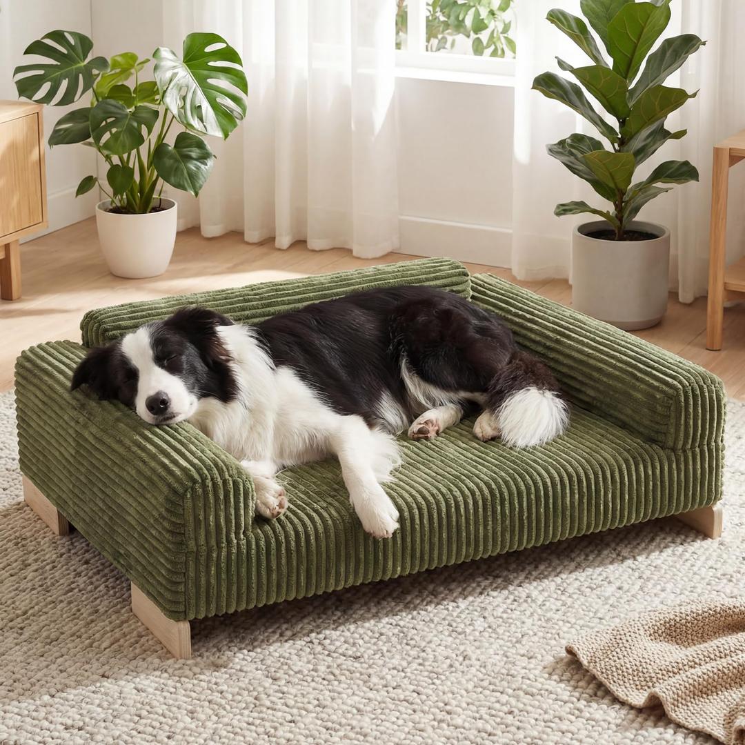 Veehoo Elevated Dog Bed Indoor, Wood Furniture Style Dog Couch Sofa
