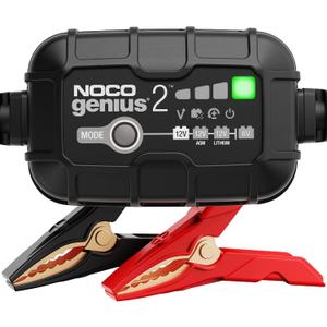 NOCO GENIUS2, 2A Smart Car Battery Charger, 6V and 12V Automotive Charger, Battery Maintainer, Trickle Charger, Float Charger and Desulfator for Motorcycle, ATV, Lithium and Deep Cycle Batteries