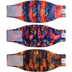 CuteBone Dog Diapers Male Washable Belly Band for Male Dogs Wraps Black 3pcs a Pack DM56S (S(11"-14"))