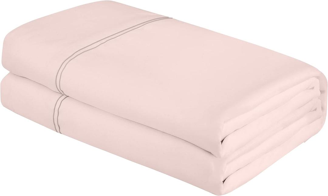 Royale Linens Queen Flat Sheet - Ultra Soft Brushed 1800 Microfiber Flat Sheets Only - Wrinkle Free & Stain Resistant - Hotel Quality Top Sheet for Bed (Queen, Pink)