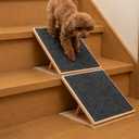 Cinnvoice 5 Packs Dog Ramp for Stairs Adjustable 5.5 to 7.48 Inch Height Foldable Wooden Pet Ramp with Non-Slip Carpet Surface for Indoor Small Dogs Cats Senior Pets (11.81 Inches/ 30 cm)