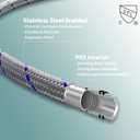 Hoimpro 8 Inch Widespread Waterfall Bathroom Sink Faucet, Square Two Handle Vanity Black Bathroom Faucet with cUPC Supply Hose, 3 Holes Faucet with Pop Up Drain, Stainless Steel, Matte Black