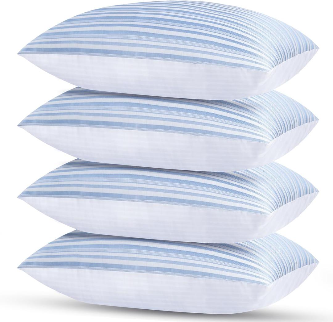 Cooling Pillows Standard Size Set of 4, Hotel Collection Bed Pillow for Sleeping Pillows 4 Pack for Back, Stomach or Side Sleepers, Soft and Supportive Washable Pillows for Bedroom (Blue)