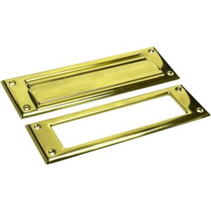 QCAA Solid Brass Mail Slot, with Solid Brass Interior Frame,10" x 3", Polished Brass, 1 Pack, Made in Taiwan