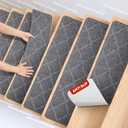 MBIGM 8" X 30" (15 in Pack) Non-Slip Carpet Stair Treads Non-Skid Safety Rug Slip Resistant Indoor Runner for Kids Elders & Pets with Reusable Adhesive - Dark Gray Diamond Weave