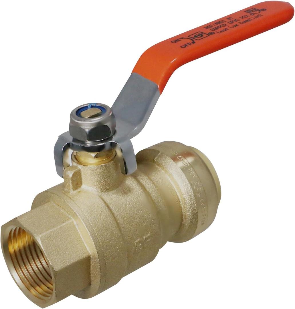 XFITTING 1 in Push Fit X 1 in Female NPT Ball Valve, 1 Inch Push to Connect Female Ball Valve, 1 Piece