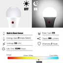 Emotionlite Dusk to Dawn Sensor Light Bulbs Outdoor,Neutral White LED Bulbs, 60 Watt Equivalent, Automatic On/Off, Porch, Patio,Garage, Hallway, Basement, A19 Size, 9W, E26 Medium Base (3 Pack)