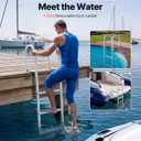 VEVOR Removable Dock Ladder 3 Steps, 500lbs Load Capacity, Aluminum Swim Ladders, Pontoon Boat Ladder with Rubber Mat for Lake, Marine Boarding, Pool