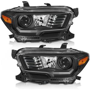 for 2016 2017 2018 2019 2020 2021 2022 Tacoma Headlights Assembly for 2016-2022 Toyota Tacoma Models Only Black Housing Amber Reflector Replacement Driver and Passenger Side (B-Black Housing Amber Reflector Clear Lens)