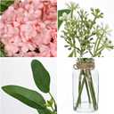 Hollyone Pink Hydrangea Artificial Flowers in Clear Glass Vase with Faux Water Silk Hydrangeas Fake Flowers Floral Arrangement for Home Bathroom Kitchen Office Table Centerpiece Shelf Decorations