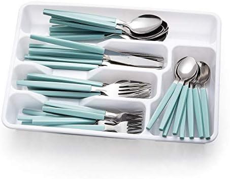 Cutiset 40 piece Stainless Steel Kitchen Flatware set with organizer, Camping Silverware set with color handles set of 8