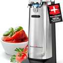 POHL SCHMITT 3 in 1 Electric Can Opener Smooth Edge with Knife Sharpener and Bottle Opener - Easy Push Down Lever - All Standard-Size & Pop-Top Cans, Durable Stainless Steel & ABS, Kitchen Accessories