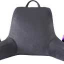 Reading Pillow with Arms for Adults, Back Pillow for Bed Sitting Up, Shredded Memory Foam Backrest Pillow with Pockets & Removable Washable Cover, Lounging, Watching TV, Reading(20inch Grey) (Standard-L(20inch))