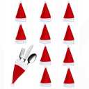 Yahpetes Santa Hats 30 Pcs Christmas Cutlery Holders 2.4" x 4.7" Christmas Wine Bottle Hats Cute Santa Claus Lollipop Wraps Hats for Xmas Wedding Party Decor(30)