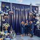 Navy Blue Satin Backdrop Curtains for Parties, 2 Panels 5FTx12FT Wrinkle Free Glitter Background Photo Backdrop Drapes for Wedding Birthday Photography Back Drop Cloth Holiday Festival Decor
