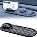 3 x Universal Anti-Slip Car Dashboard Mat with 360 Rotating Phone Holder Multi-Functional Organizer Pad for Phones, Sunglasses, Keys, and Daily Essentials (Gray Black)