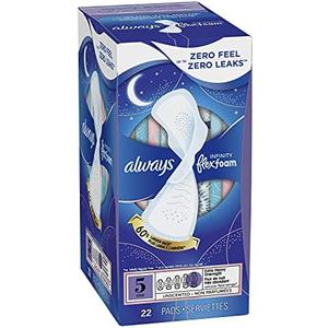 Always, Infinity Flexfoam Size 5 Extra Heavy Overnight Flexi-Wings Pads, 22 Count