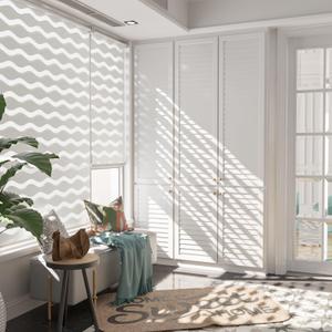 LazBlinds No Drill Cordless Zebra Blinds for Indoor Windows, Dual Layer Light Control Roller Shades for Day and Night, Light Filtering Sheer Shades for Home, White 5 ft x 41 in