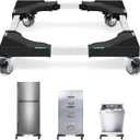 Nefish Furniture Dolly Adjustable Mini Fridge Stand with Wheels Washing Machine Stand Mobile Roller with 4 Locking Swivel Wheel Universal Mobile Base Moving Cart for Dryer Refrigerator (Black)