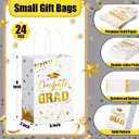 TaoBary 24 Pcs White Gold 2026 Graduation Gift Bags Congrats Grad Bags Party Favors with Handles Graduation Treat Paper Gifts for Grad Party Supplies, 8 x 6 x 3 Inches