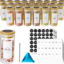 SpaceAid 24 Pcs Spice Jars with Bamboo Lids and Labels, Empty 4oz Glass Bottles, Minimalist Farmhouse Stickers with Funnel, Seasoning Containers for Spice Rack, Cabinet and Drawer