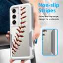 For Galaxy S25 +, Unique Pattern Shock-Absorption Hard PC and Inner Silicone Hybrid Dual Layer Armor Defender Case for Samsung Galaxy S25 Plus (Baseball Sports) White