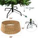 KOLWOVEN 28in Christmas Tree Collar Large to Small Christmas Tree, Woven Christmas Tree Ring Adjustable Skirt, Christmas Tree Skirt for Decoration, Base Protection from Pets (Water Hyacinth)
