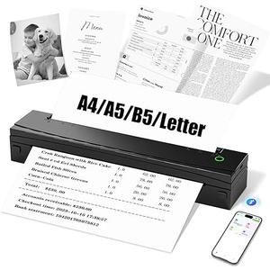 NDYIN Portable Printer Wireless for Travel, D80 Thermal Printer, Inkless Printers, Compatible with iOS, Android, Laptop, Supports 8.5" x 11" US Letter & A4 & A5 for Home Use, Office, Vehicles, Black