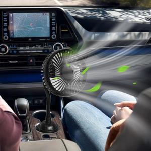 Car Fan for Cup Holder, Cup Holder Fan for Car Truck Vehicle Van RV with 3 Adjustable Speeds& 360 Rotation (USB Powered/No Battery)