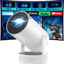 Mini Projector, Projector with Wifi and Bluetooth Built-in Battery 4K Portable Projector for Outdoor Bedroom, Smart Projectors 1080P Compatible with iphone/TV Stick/HDMI/Laptop
