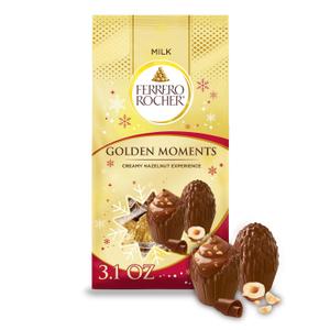 Ferrero Rocher Golden Moments, Premium Milk Chocolate Hazelnut, Individually Wrapped Holiday Chocolate, 3.1 oz bag, Best By April 20 2026 
