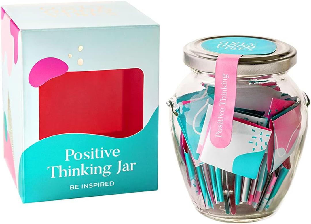 Positive Thinking Jar - Daily Positive Affirmation Gifts for Women and Men, Message in a Bottle Gift for Birthday, Christmas or Farewell Parties