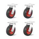 Heavy Duty Casters Set of 4, 6 Inch Solid Rubber Wheels Industrial Casters with Dual Ball Bearings, 4 Swivel Caster Wheels 360 Rotation for Workbench Cart Furniture Trolley Indoor Outdoor