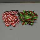 Malier 2 Pack Christmas Dog Collar with Flower, Red Dog Christmas Collar with Buckle Adjustable Cotton Collar for Small Medium Large Dogs Puppy (Small) (Red Stripes and Green Stripes)
